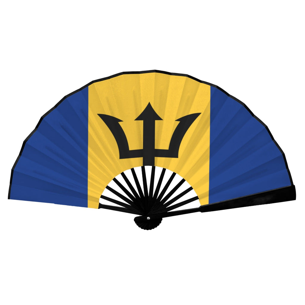 Barbados Flag Double-Sided Custom Folding Fan - Conscious Apparel Store