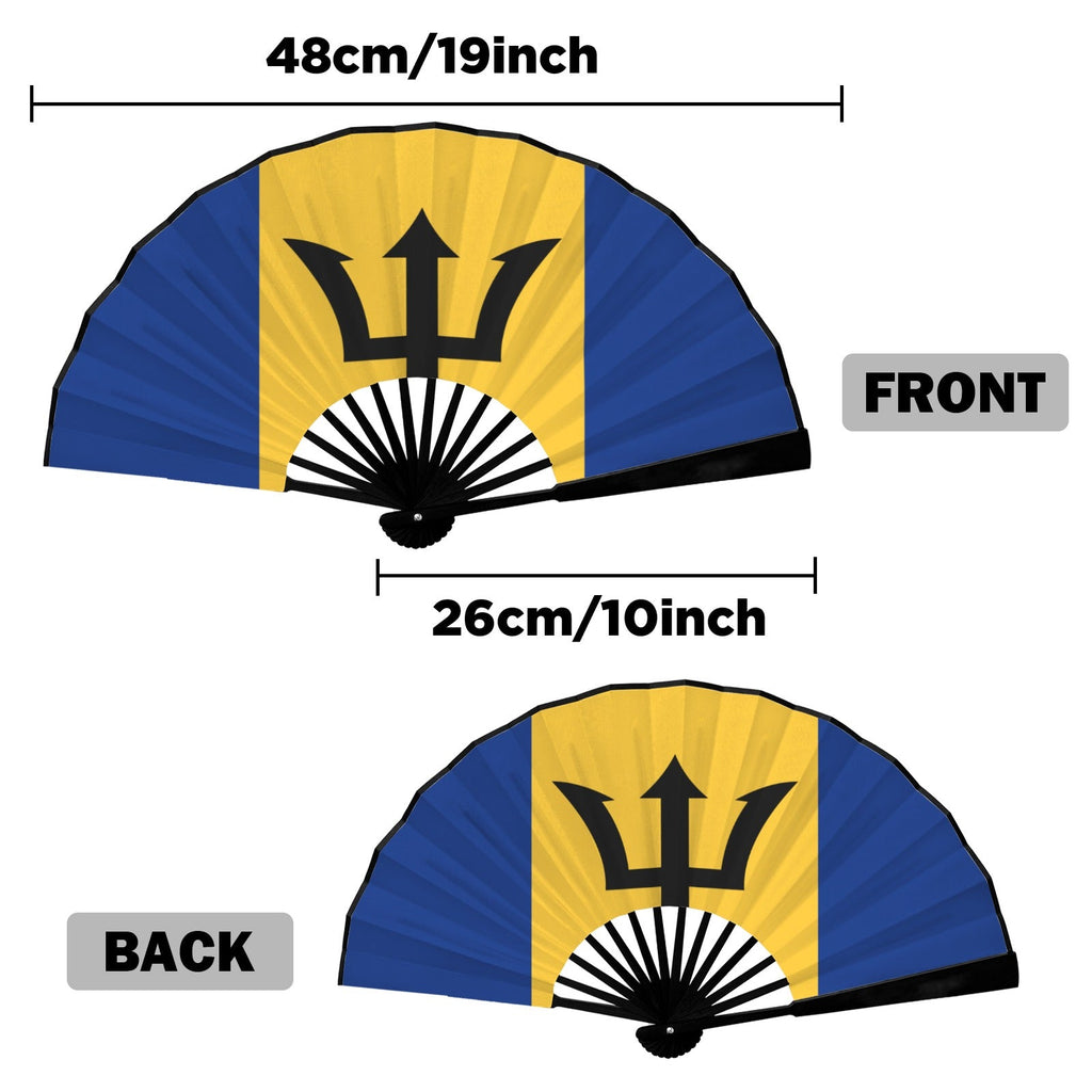 Barbados Flag Double-Sided Custom Folding Fan - Conscious Apparel Store