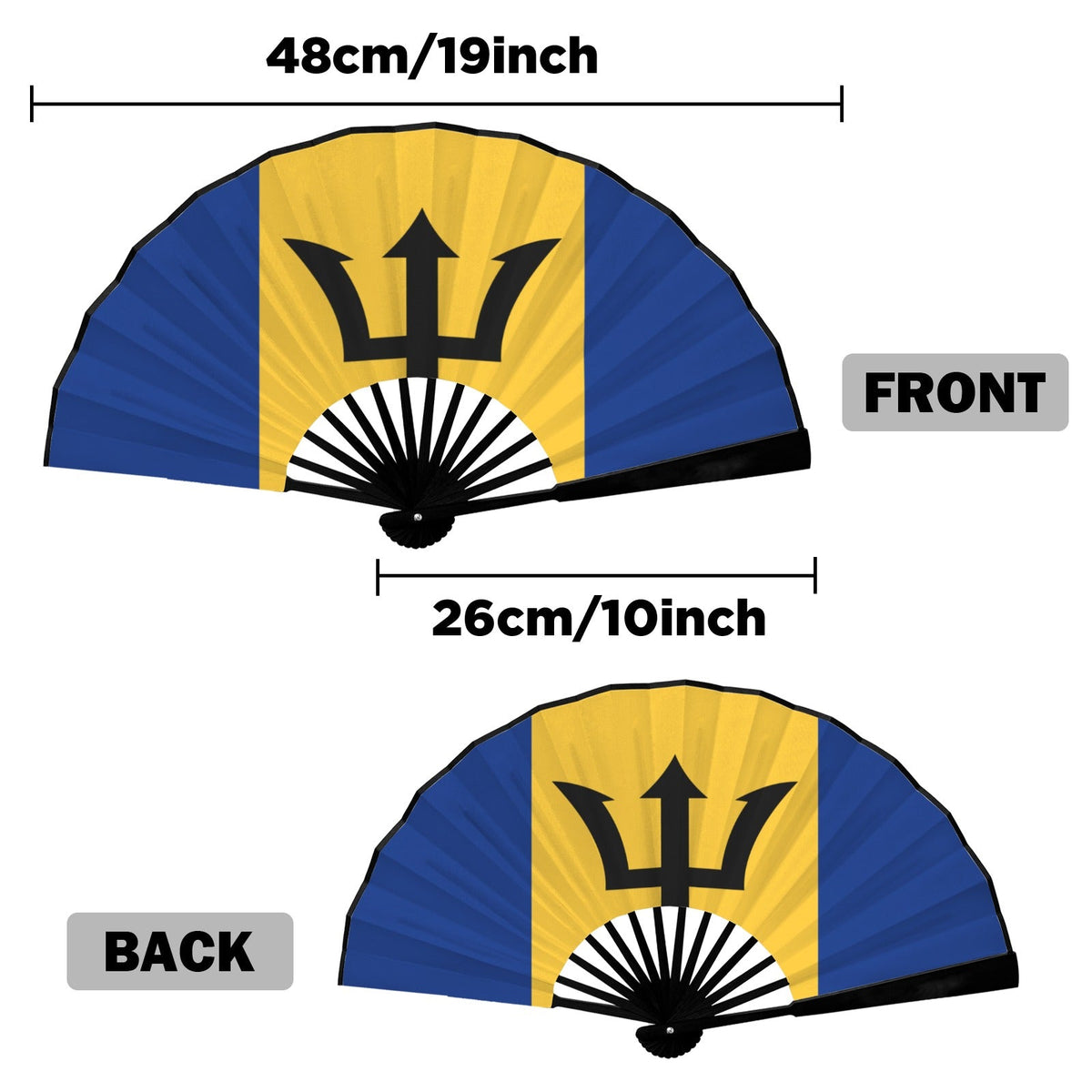 Barbados Flag Double-Sided Custom Folding Fan - Conscious Apparel Store