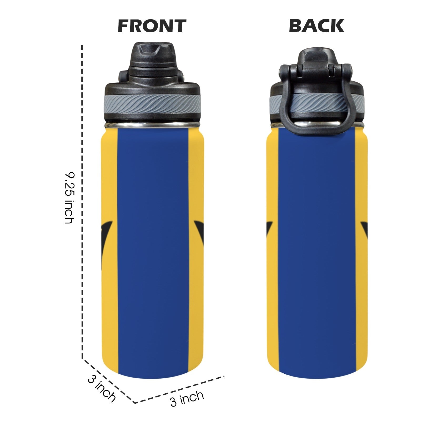 Barbados Flag Insulated Water Bottle with Dual-Use Lid (18oz) - Conscious Apparel Store