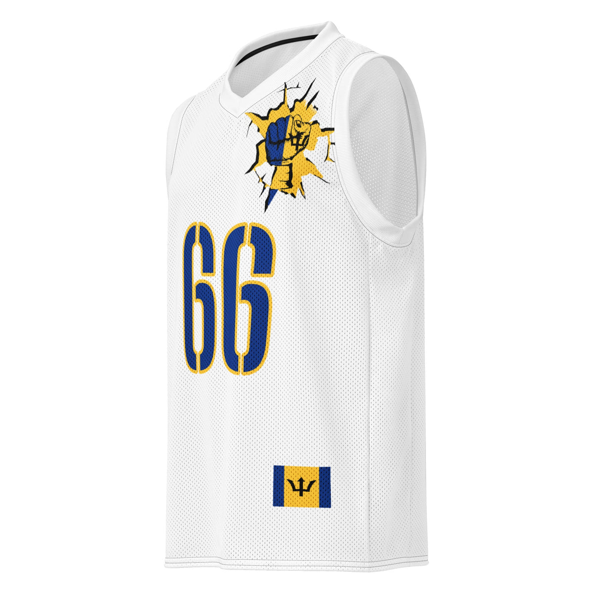 Barbados Flag (White) Premium Sport Jersey Tank Top - Conscious Apparel Store