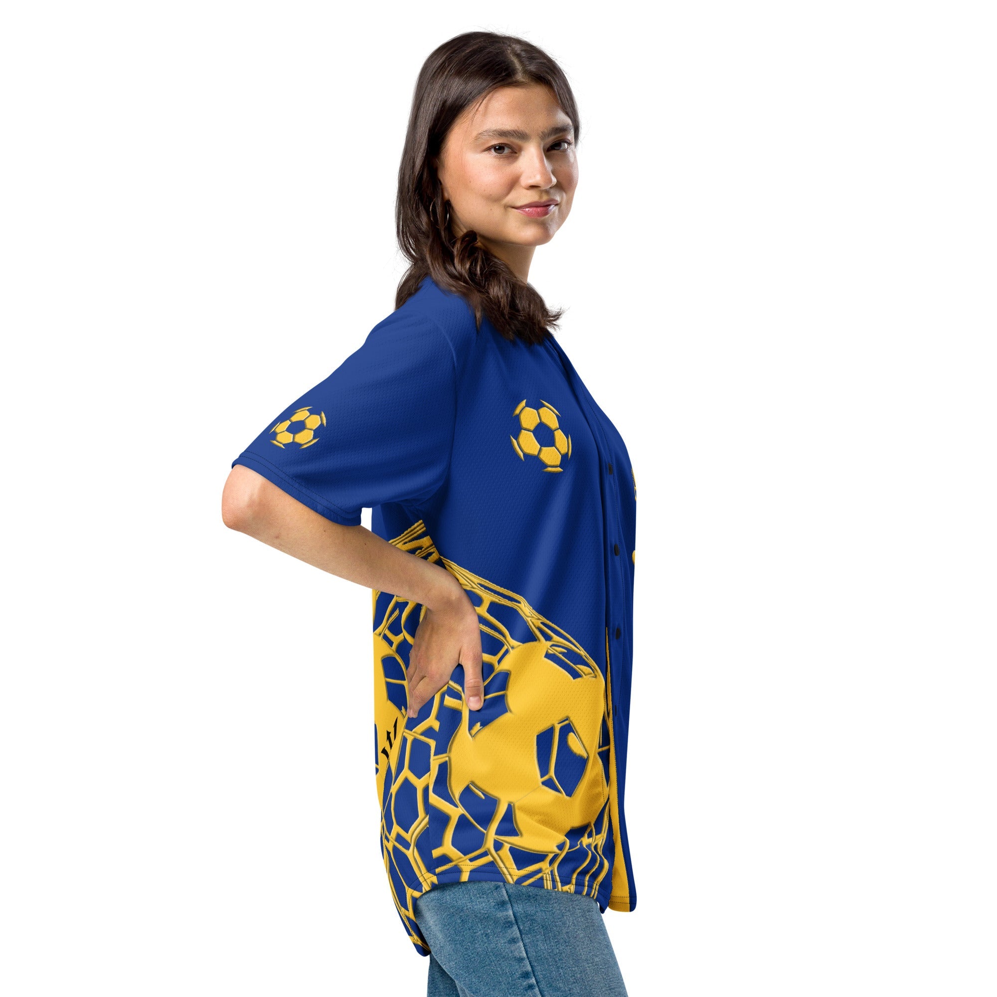 Barbados Football Themed Button-Down Sport Jersey - Conscious Apparel Store