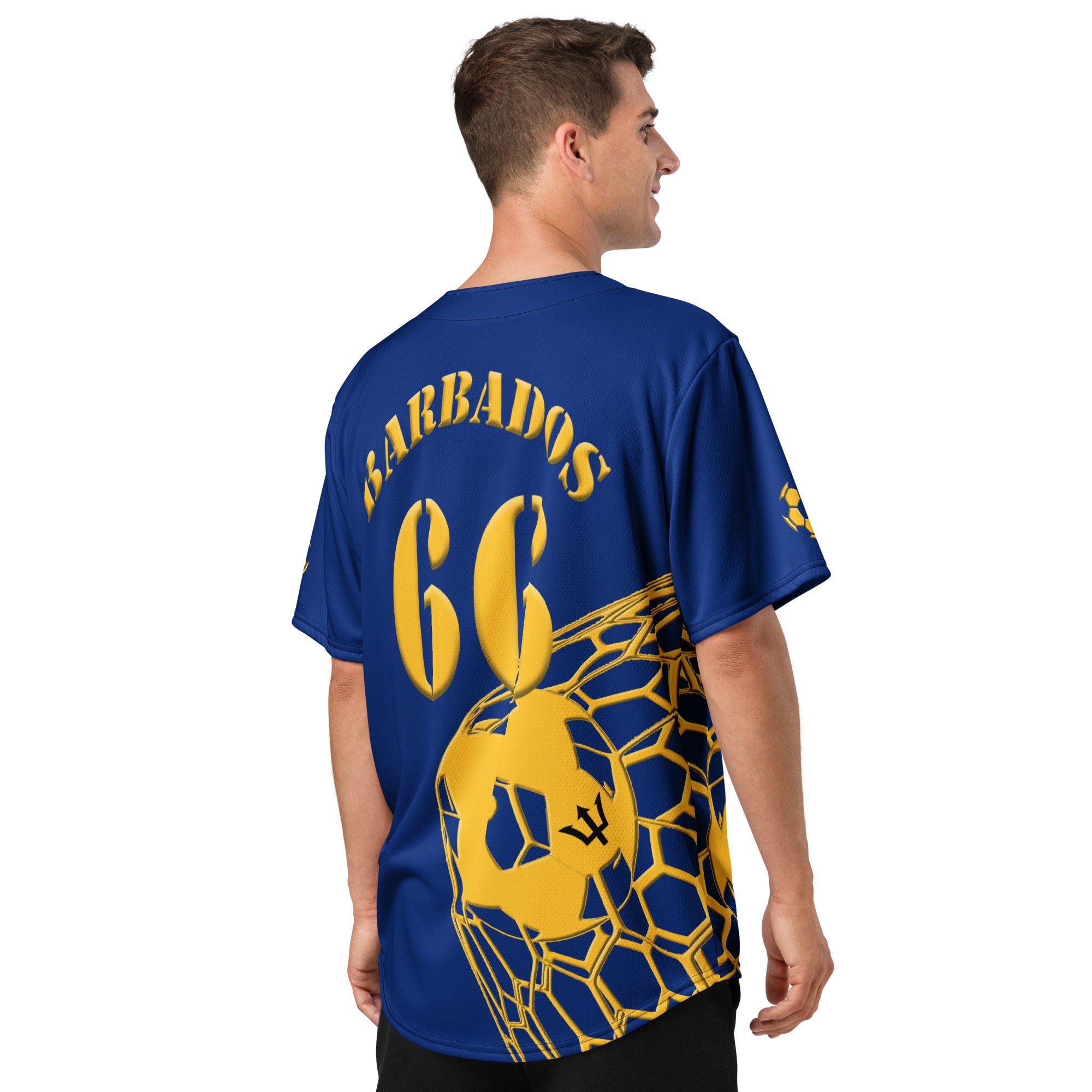 Barbados Football Themed Button-Down Sport Jersey - Conscious Apparel Store