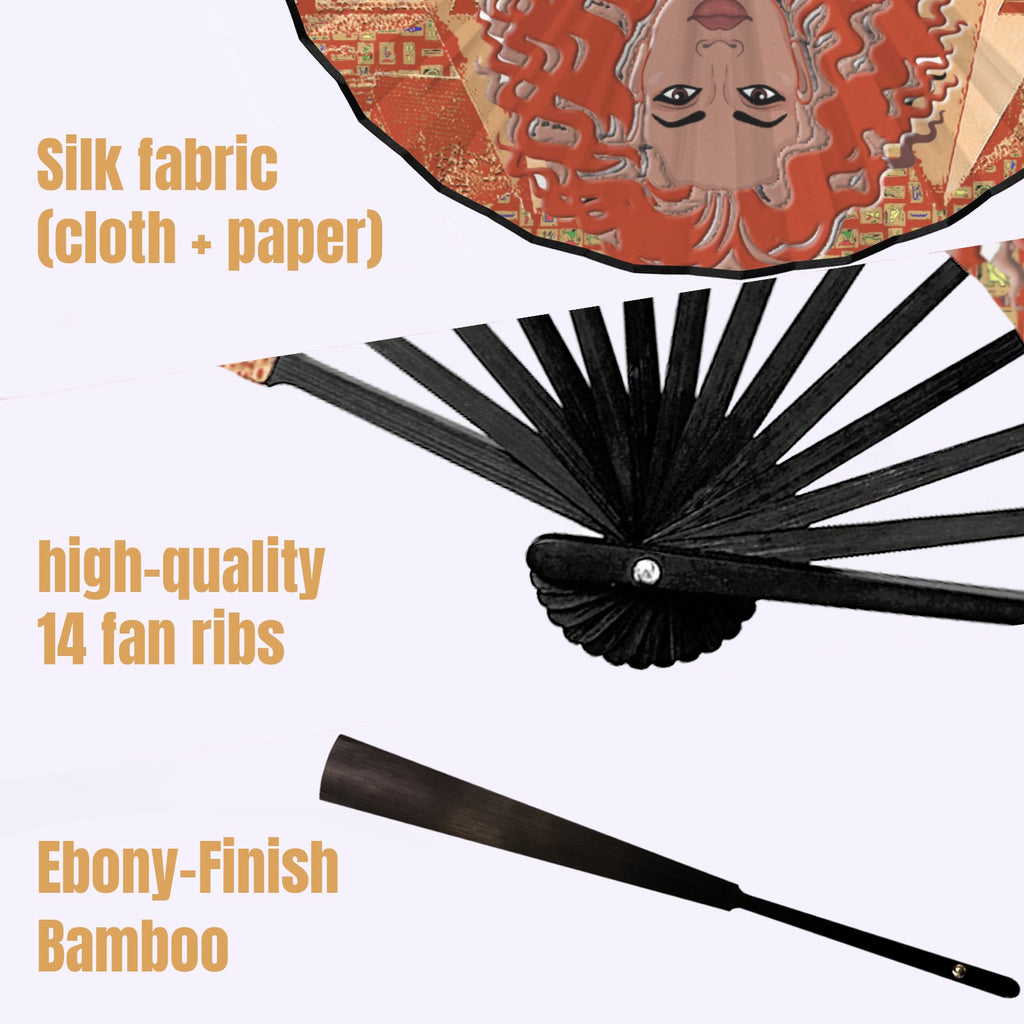 Nubian Girl (Red-Rust) Double-Sided Custom Folding Fan