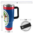 Belize Flag 40oz Tumbler with Black Handle - Conscious Apparel Store