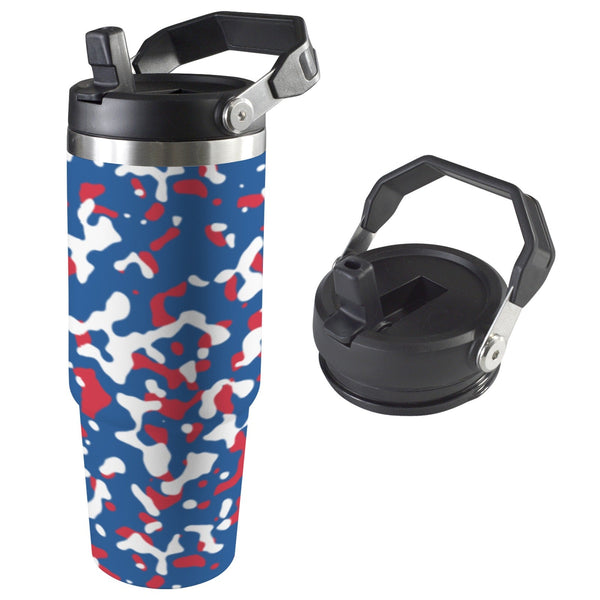 Belize Flag Camo 30oz Tumbler with Top Handle - Conscious Apparel Store