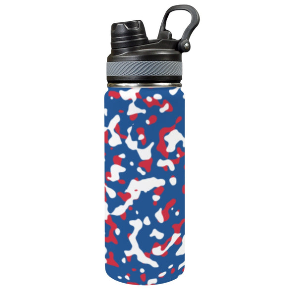 Belize Flag Camo Insulated Water Bottle with Dual - Use Lid (18oz) - Conscious Apparel Store