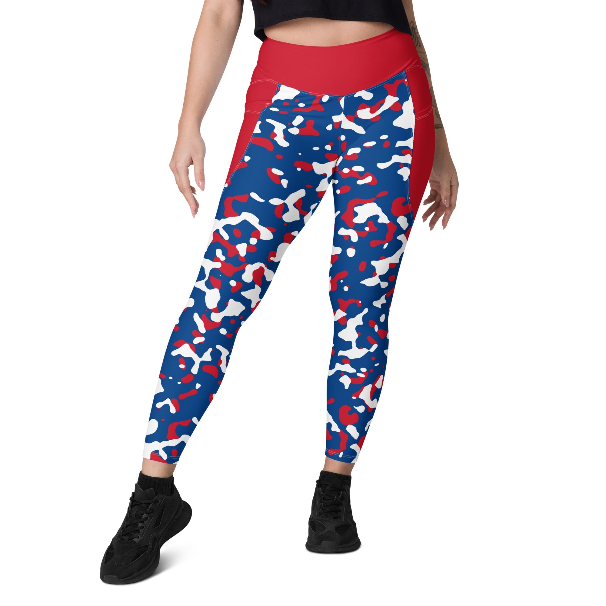 Belize Flag Camo Leggings with pockets - Conscious Apparel Store