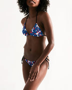 Belize Flag Camo Triangle String Bikini - Conscious Apparel Store