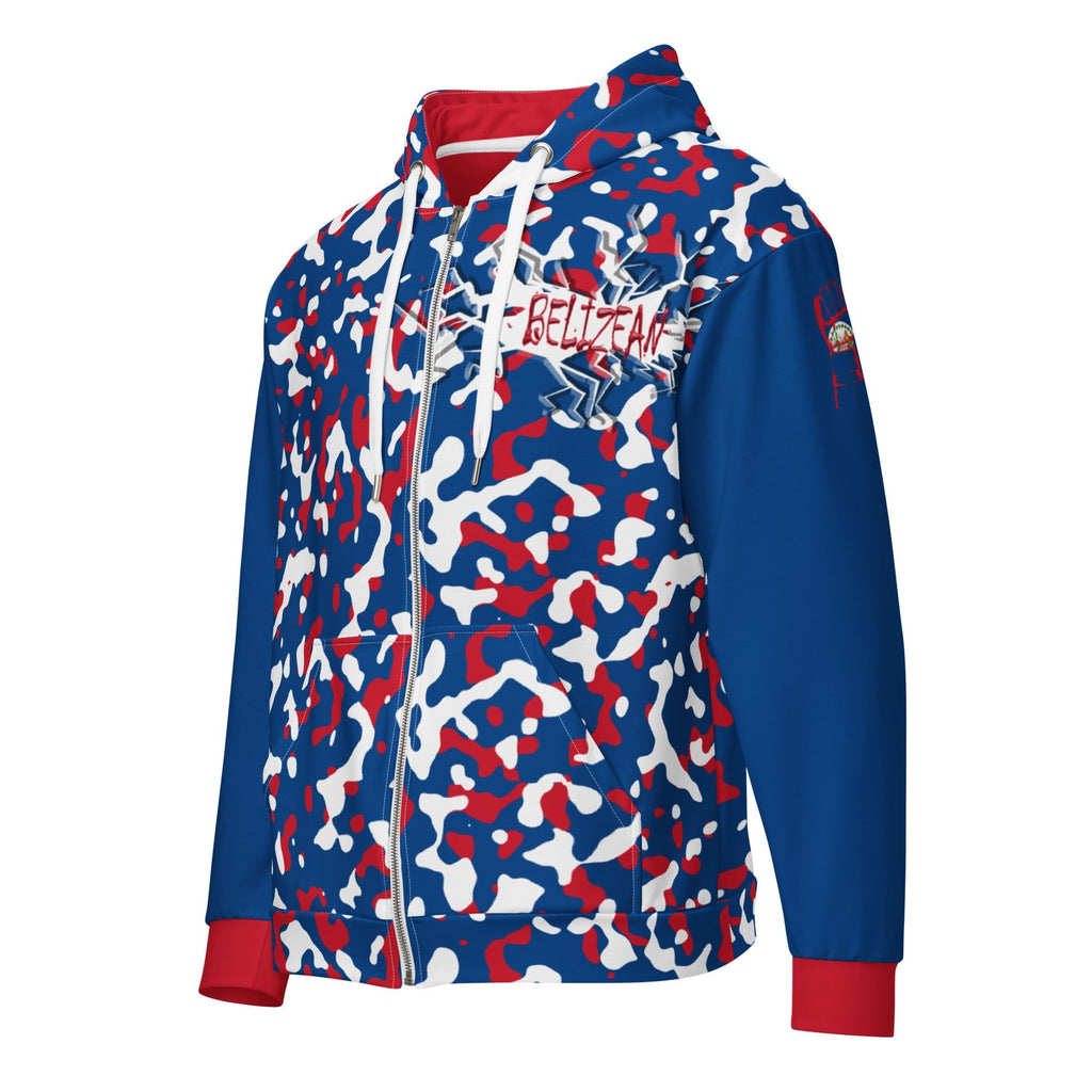 Belize Flag Camo Unisex zip hoodie - Conscious Apparel Store