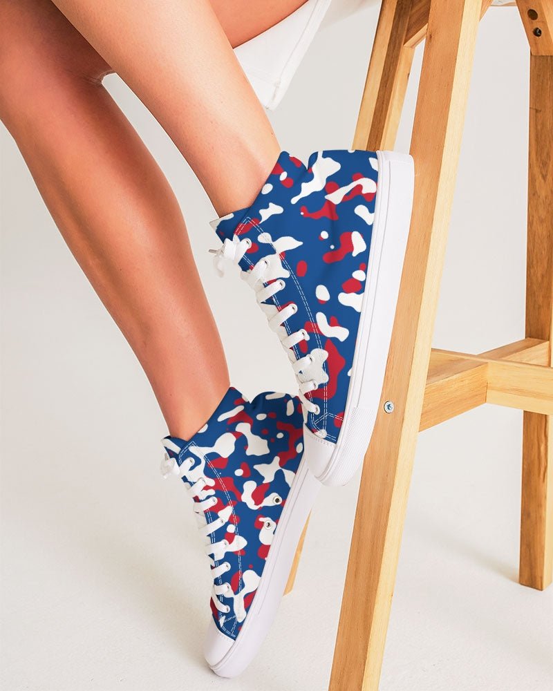 Belize Flag Camo Women's Hightop Canvas Shoe - Conscious Apparel Store