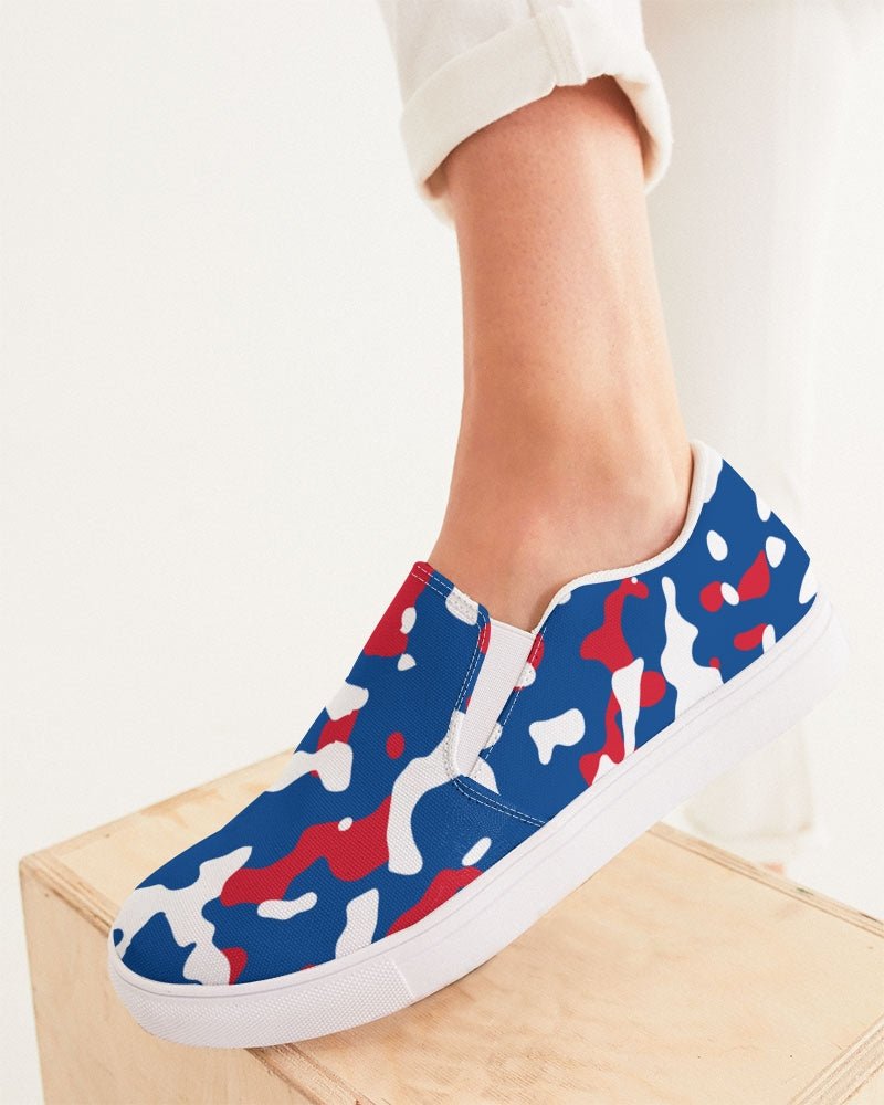 Belize Flag Camo Women's Slip - On Canvas Shoe - Conscious Apparel Store