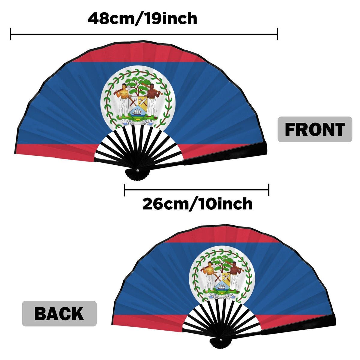 Belize Flag Double-Sided Custom Folding Fan - Conscious Apparel Store