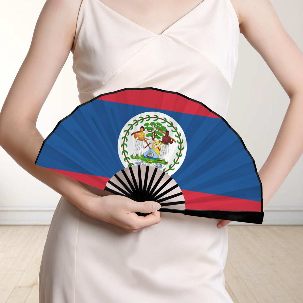 Belize Flag Double-Sided Custom Folding Fan - Conscious Apparel Store