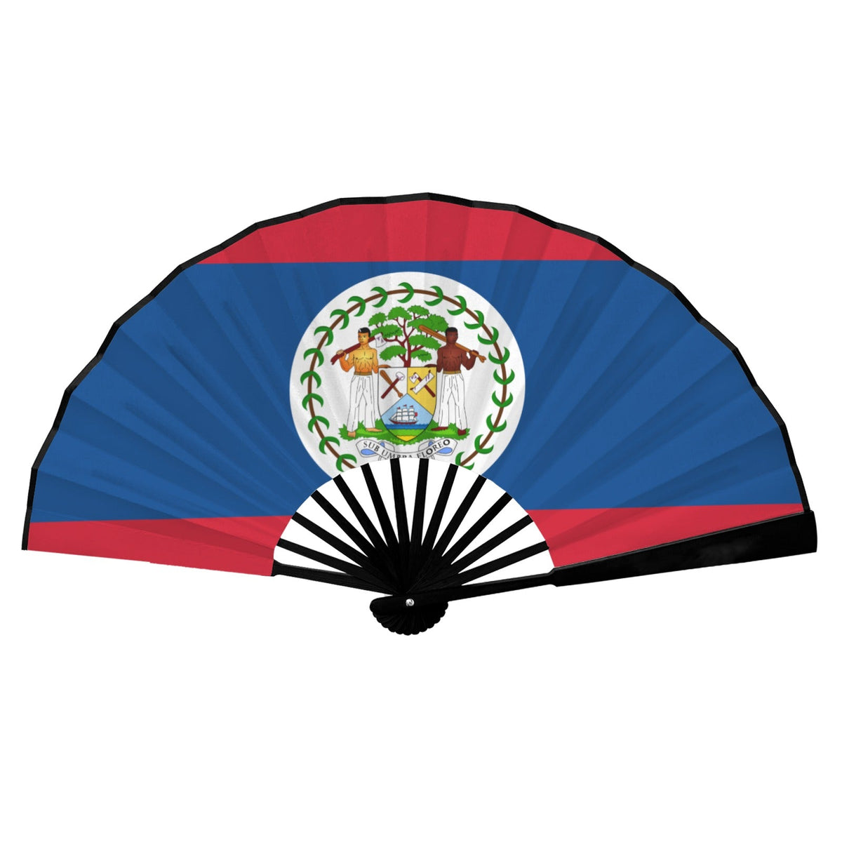 Belize Flag Double-Sided Custom Folding Fan - Conscious Apparel Store