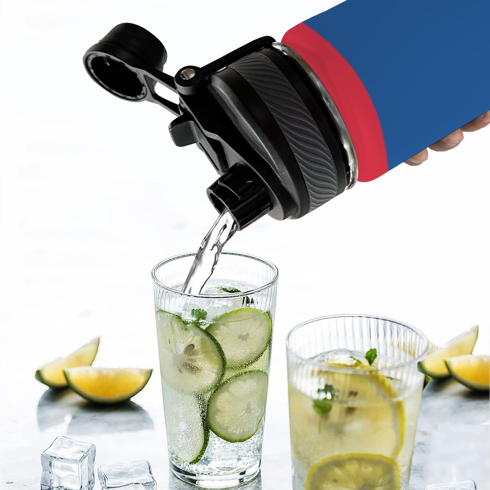 Belize Flag Insulated Water Bottle with Dual - Use Lid (18oz) - Conscious Apparel Store