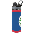 Belize Flag Insulated Water Bottle with Dual - Use Lid (18oz) - Conscious Apparel Store