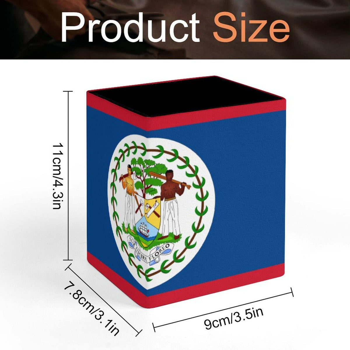 Belize Flag Square Pen Holder - Conscious Apparel Store