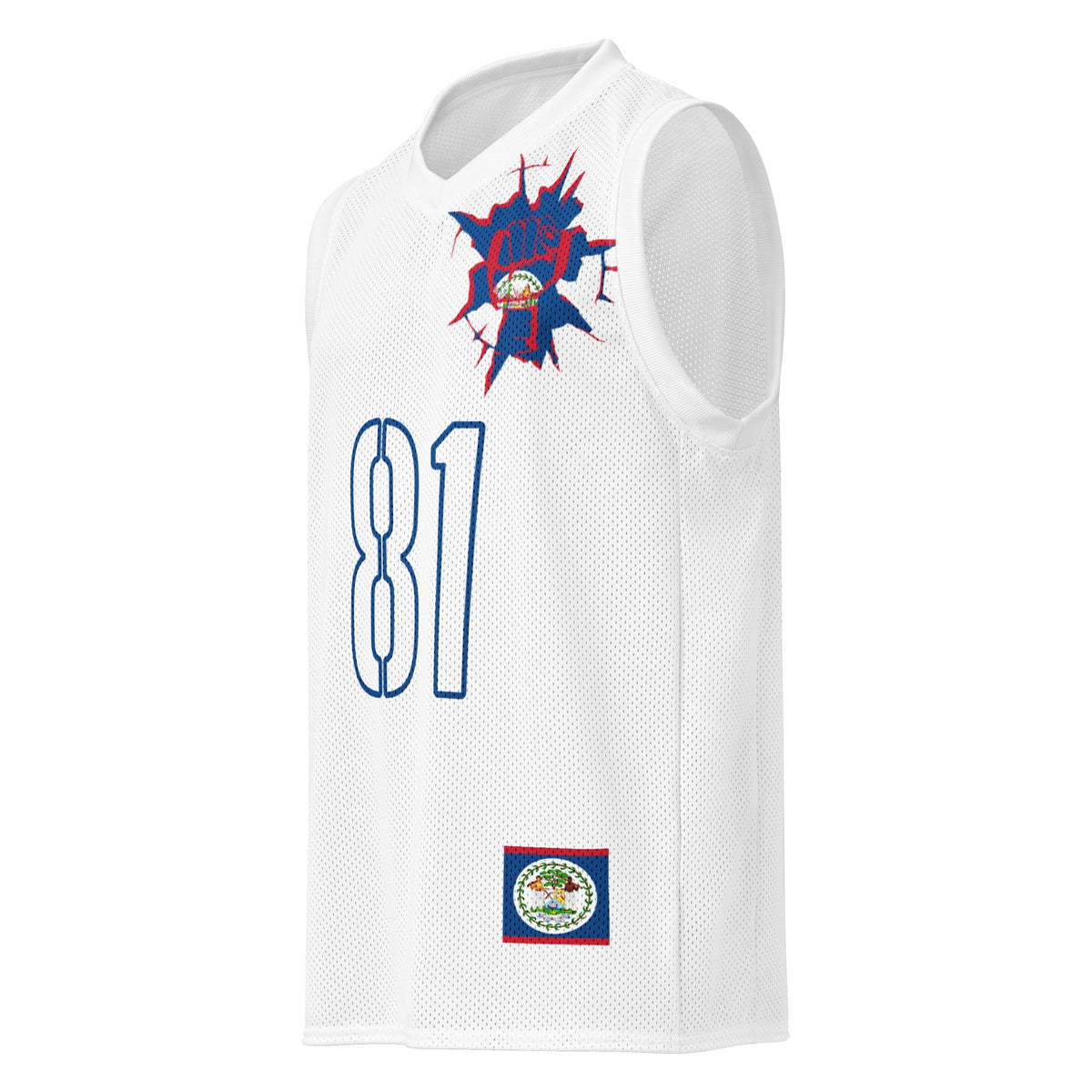 Belize Flag (White) Premium Sport Jersey Tank Top - Conscious Apparel Store