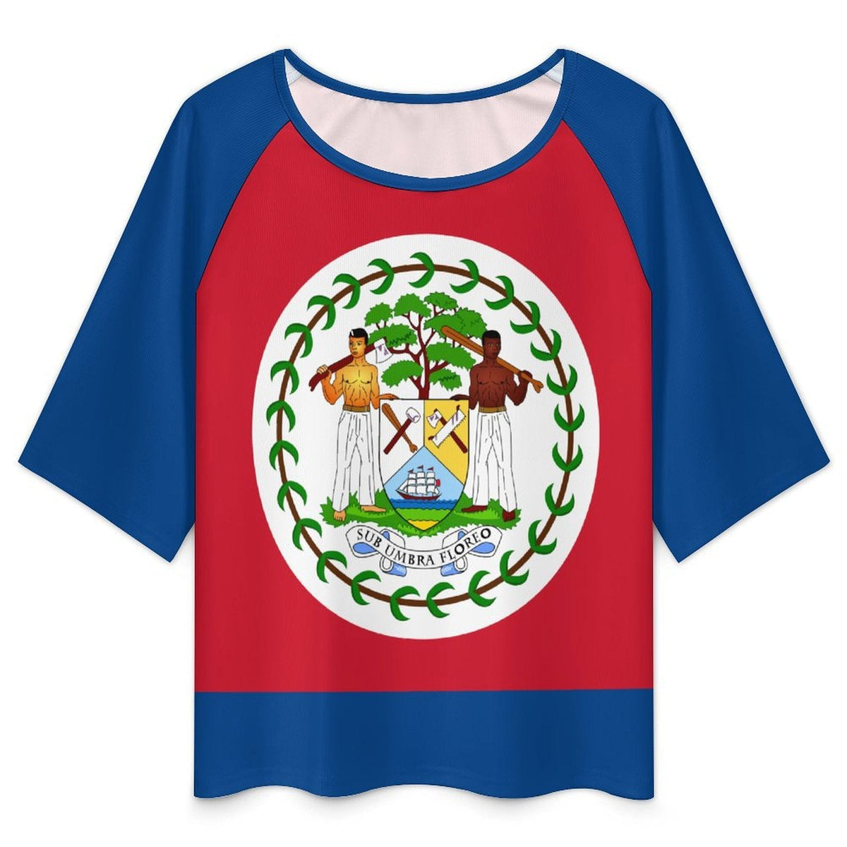 Belize Flag Women’s Loose Half-Sleeve Boat Neck T-Shirt - Conscious Apparel Store