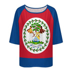 Belize Flag Women’s Loose Half-Sleeve Boat Neck T-Shirt - Conscious Apparel Store