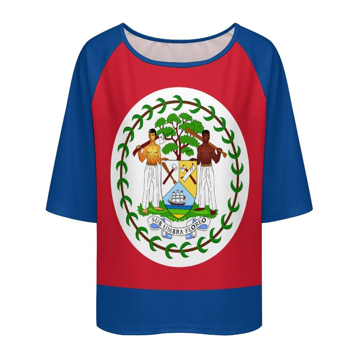 Belize Flag Women’s Loose Half-Sleeve Boat Neck T-Shirt - Conscious Apparel Store