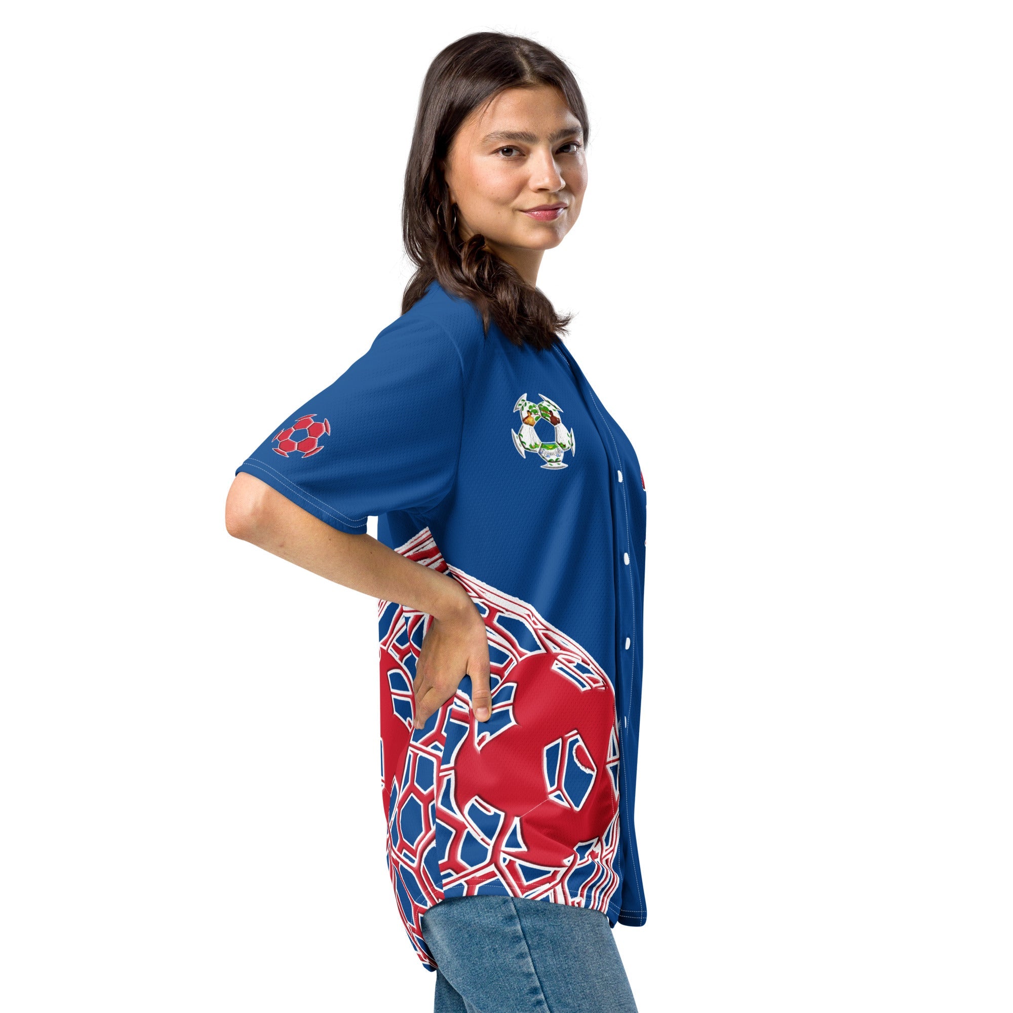 Belize Football Themed Button-Down Sport Jersey - Conscious Apparel Store
