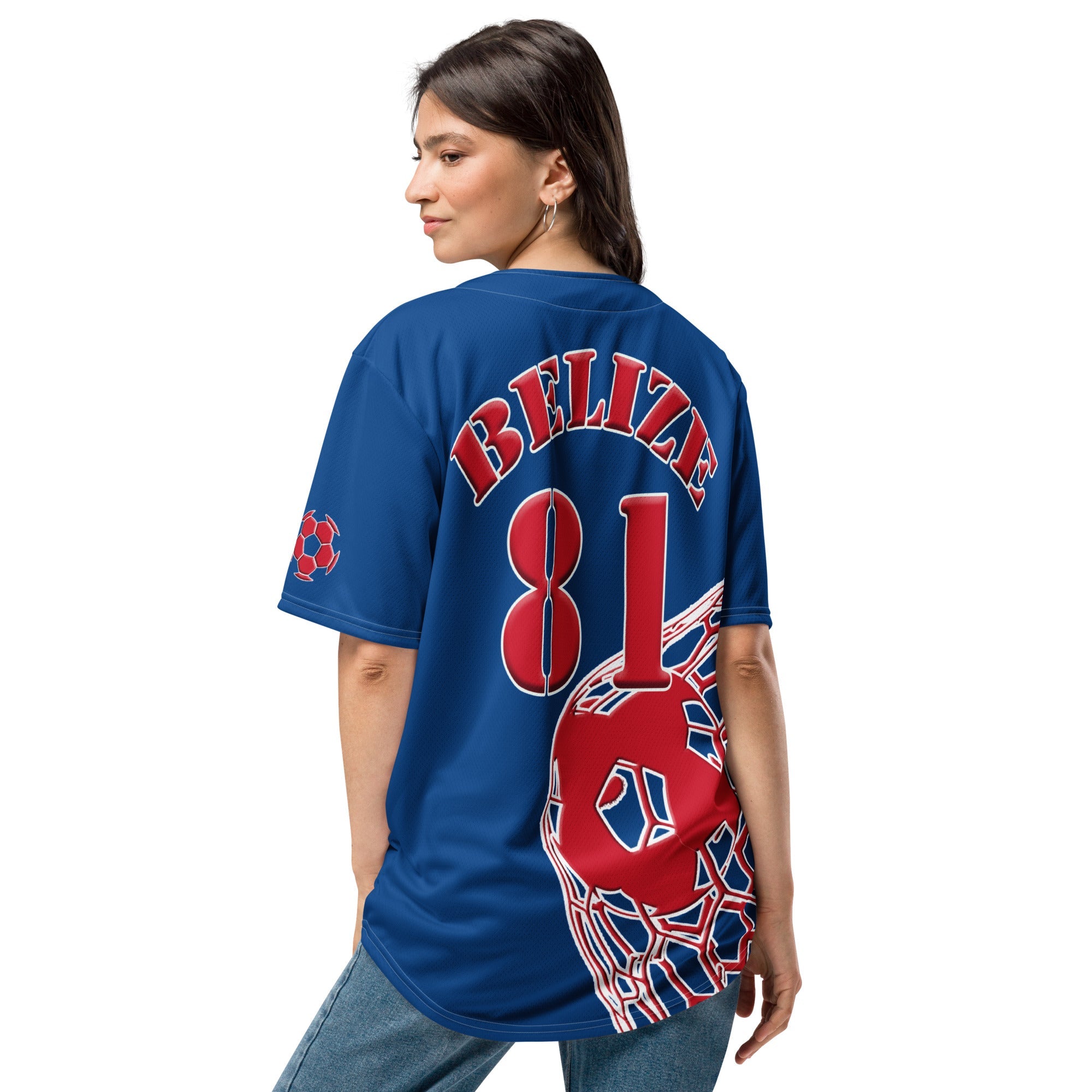 Belize Football Themed Button-Down Sport Jersey - Conscious Apparel Store