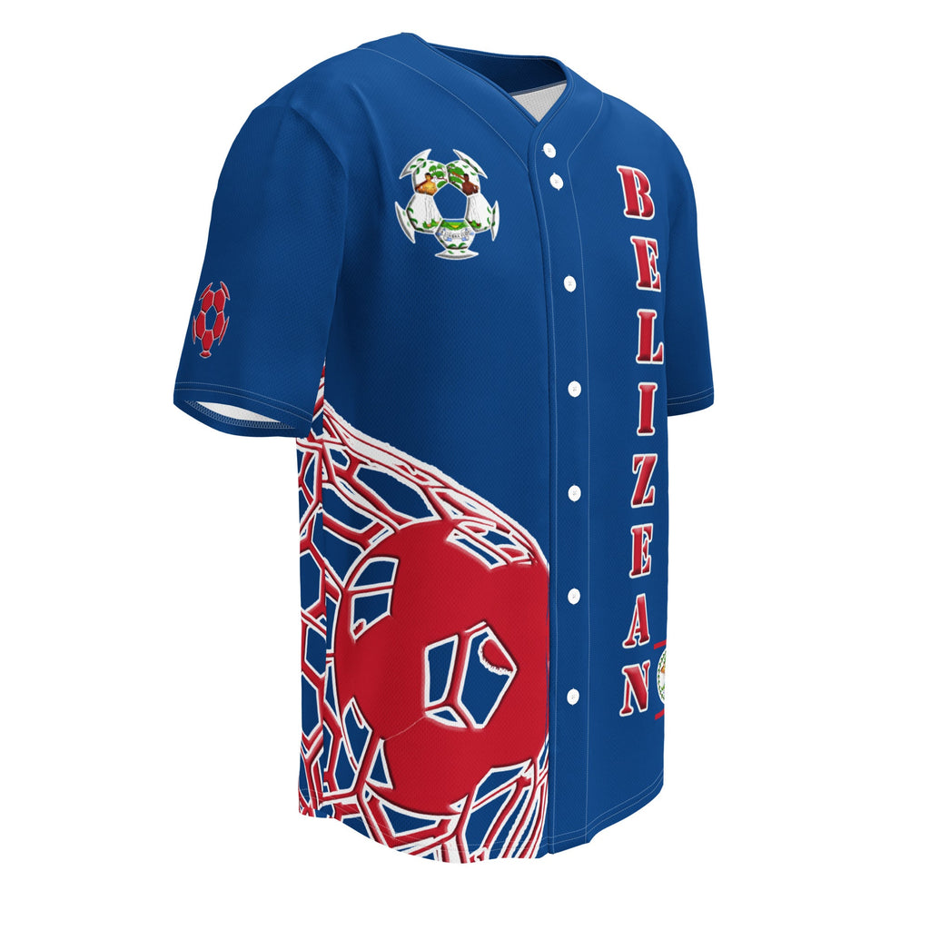 Belize Football Themed Button-Down Sport Jersey - Conscious Apparel Store