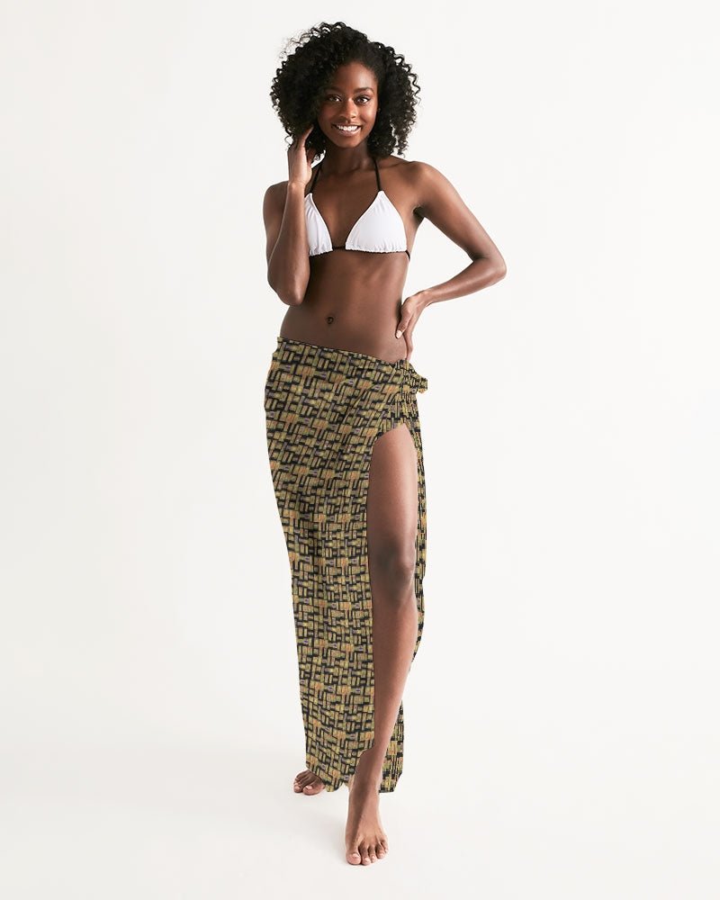 Black Hieroglyphics All-Over Print Swim Cover Up - Conscious Apparel Store