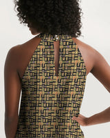 Black Hieroglyphics Women's All-Over Print Halter Dress - Conscious Apparel Store