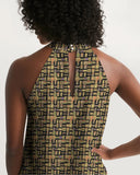 Black Hieroglyphics Women's All-Over Print Halter Dress - Conscious Apparel Store