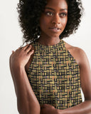 Black Hieroglyphics Women's All-Over Print Halter Dress - Conscious Apparel Store