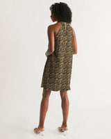 Black Hieroglyphics Women's All-Over Print Halter Dress - Conscious Apparel Store