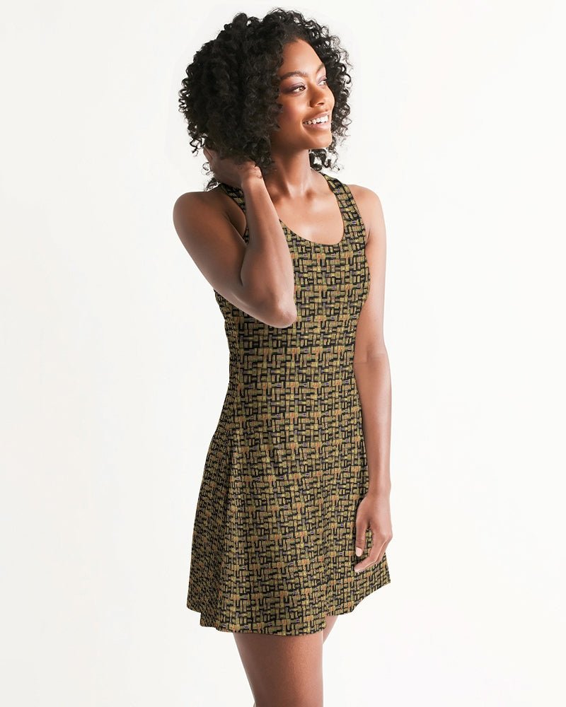 Black Hieroglyphics Women's All-Over Print Racerback Dress - Conscious Apparel Store
