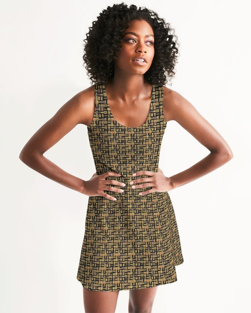 Black Hieroglyphics Women's All-Over Print Racerback Dress - Conscious Apparel Store