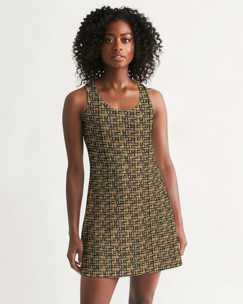 Black Hieroglyphics Women's All-Over Print Racerback Dress - Conscious Apparel Store