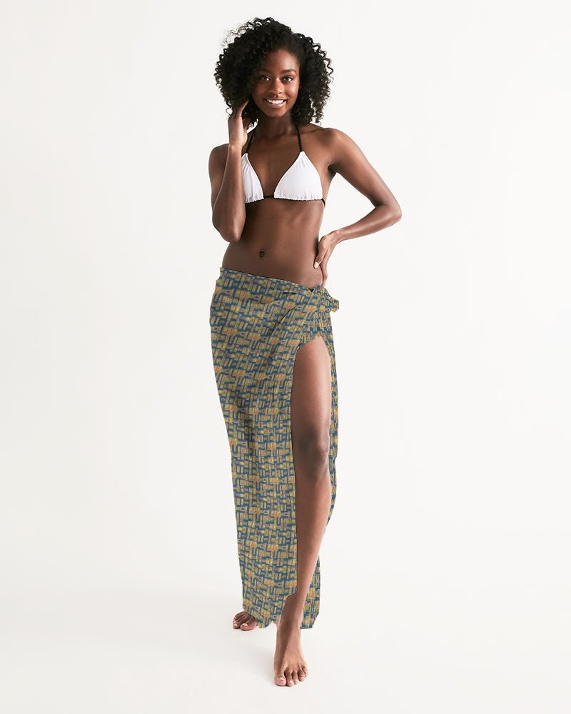 Blue Hieroglyphics All-Over Print Swim Cover Up - Conscious Apparel Store