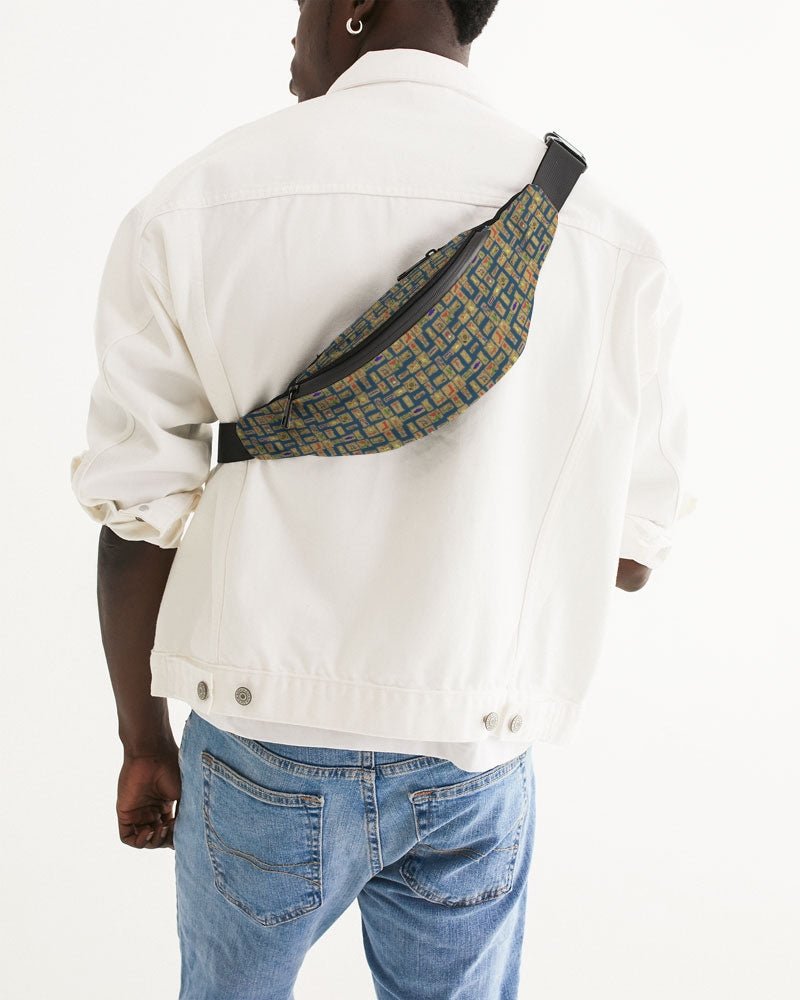Blue Hieroglyphics Crossbody Sling Bag - Conscious Apparel Store