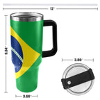 Brazil Flag 40oz Tumbler with Black Handle - Conscious Apparel Store