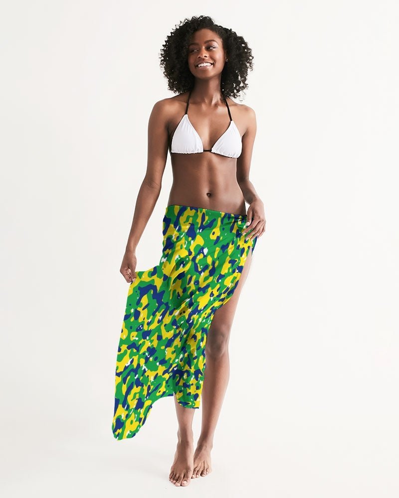 Brazil Flag Camo All-Over Print Swim Cover Up - Conscious Apparel Store