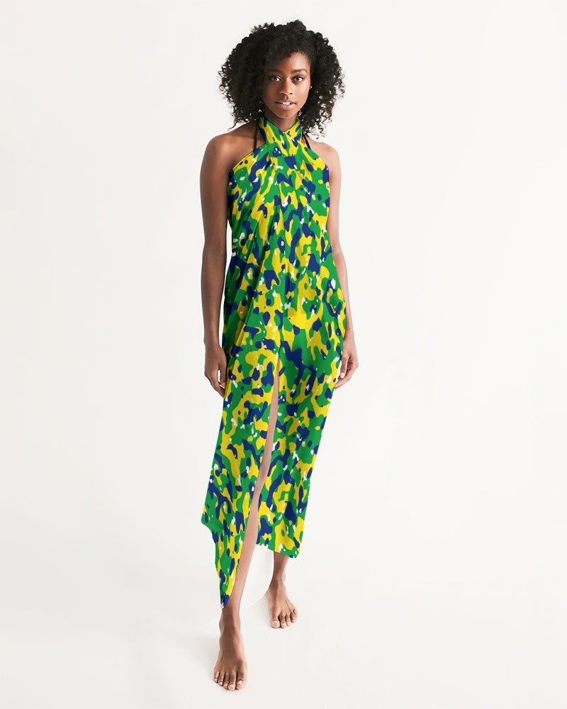 Brazil Flag Camo All-Over Print Swim Cover Up - Conscious Apparel Store