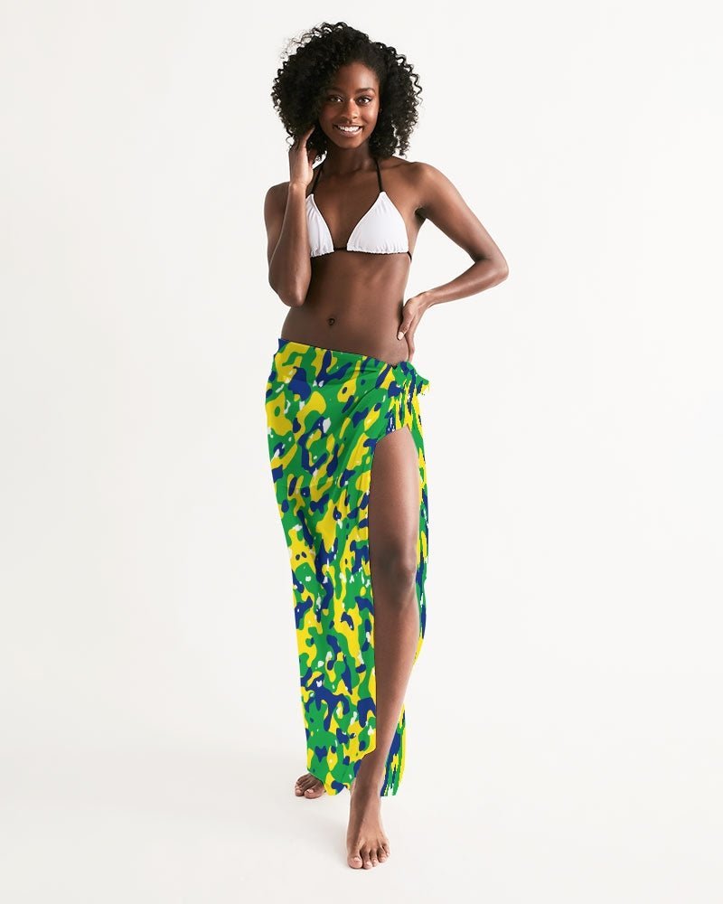 Brazil Flag Camo All-Over Print Swim Cover Up - Conscious Apparel Store
