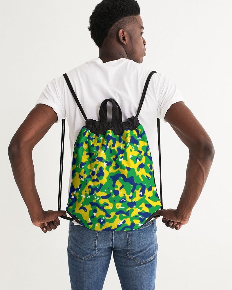 Brazil Flag Camo Canvas Drawstring Bag - Conscious Apparel Store
