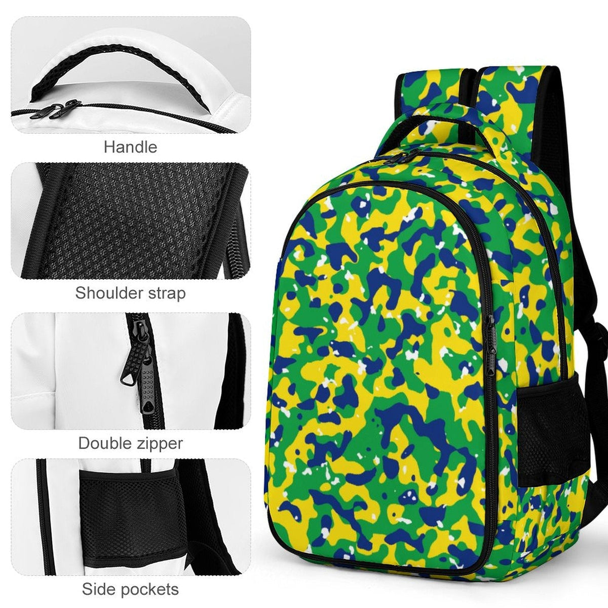 Brazil Flag Camo Casual Backpack - Conscious Apparel Store