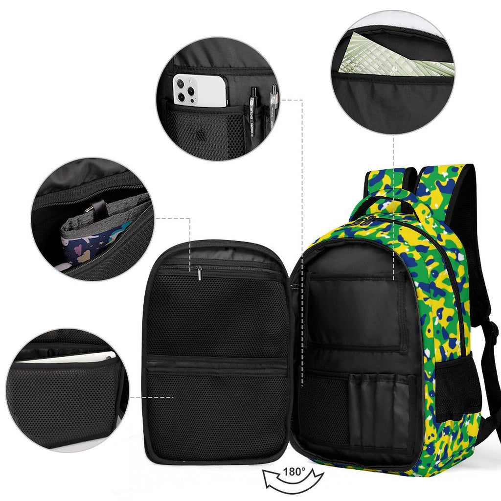 Brazil Flag Camo Casual Backpack - Conscious Apparel Store