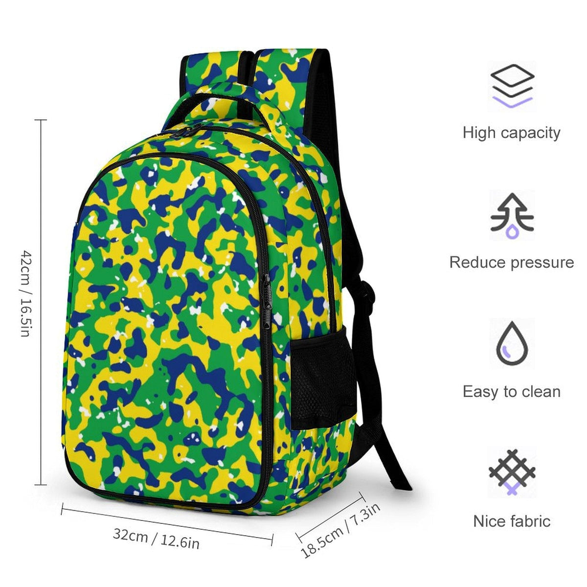 Brazil Flag Camo Casual Backpack - Conscious Apparel Store