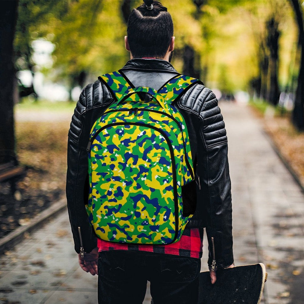 Brazil Flag Camo Casual Backpack - Conscious Apparel Store