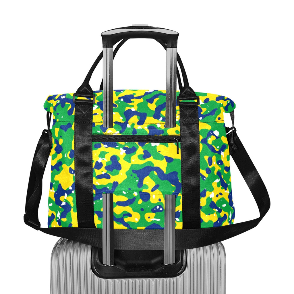 Brazil Flag Camo Large Capacity Duffle Bag - Conscious Apparel Store