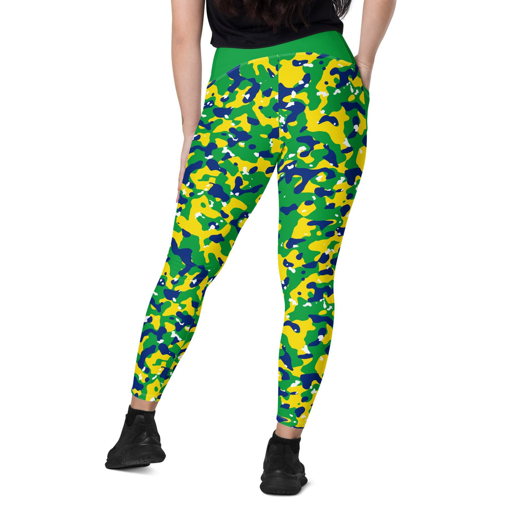 Brazil Flag Camo Leggings with pockets - Conscious Apparel Store
